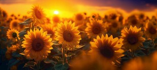 阳光下向日葵秋季丰收场景