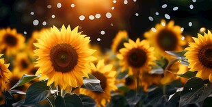 阳光下向日葵秋季丰收场景