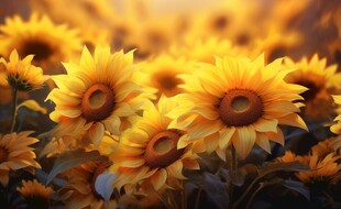 阳光下向日葵秋季丰收场景