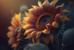 阳光下向日葵秋季丰收场景