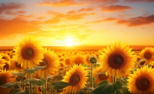 阳光下向日葵秋季丰收场景