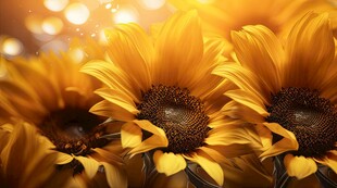 阳光下向日葵秋季丰收场景