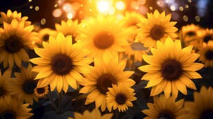 阳光下向日葵秋季丰收场景