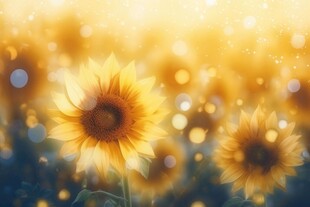 阳光下向日葵秋季丰收场景