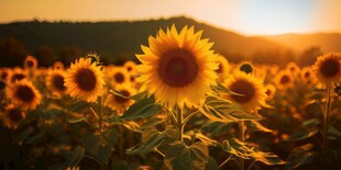 阳光下向日葵秋季丰收场景