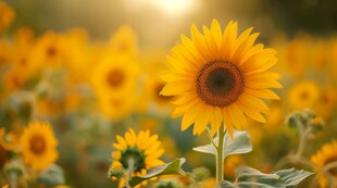 阳光下向日葵秋季丰收场景