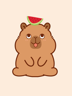 卡通水豚 卡皮巴拉 水豚插画 