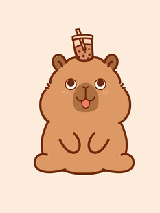 卡通水豚 卡皮巴拉 水豚插画 