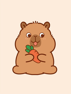 卡通水豚 卡皮巴拉 水豚插画 