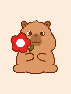 卡通水豚 卡皮巴拉 水豚插画 