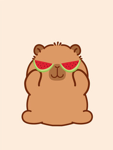 卡皮巴拉 水豚插画 卡通水豚 