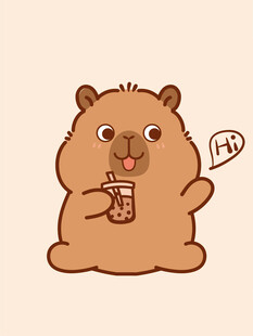 卡皮巴拉 水豚插画 卡通水豚 