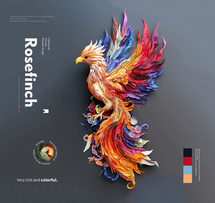 彩色凤凰立体画 