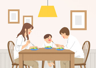 卡通家庭插画      