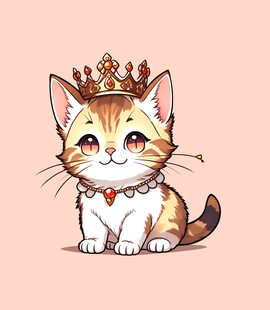 戴皇冠的卡通小猫咪