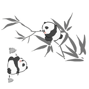 卡通熊猫竹图案设计