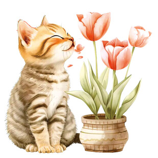 卡通悠闲猫图案设计