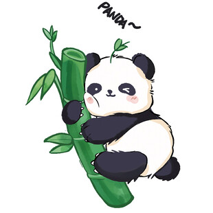 卡通熊猫竹图案设计