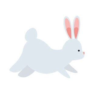 可爱小兔子插画扁平设计纯色背景