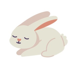 可爱小兔子插画扁平设计纯色背景