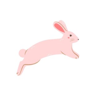 可爱小兔子插画扁平设计纯色背景