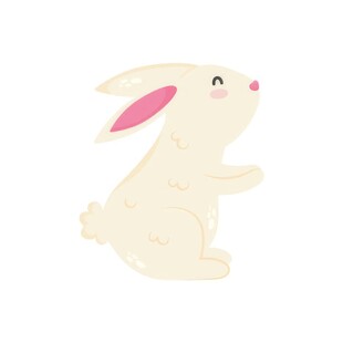 可爱小兔子插画扁平设计纯色背景