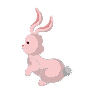 可爱小兔子插画扁平设计纯色背景