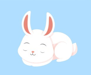 可爱小兔子插画扁平设计纯色背景