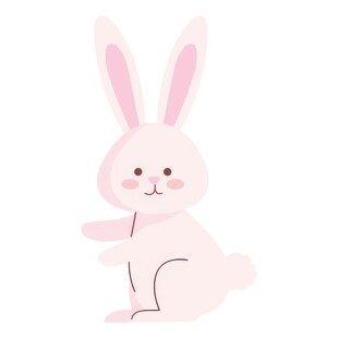 可爱小兔子插画扁平设计纯色背景