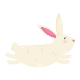 可爱小兔子插画扁平设计纯色背景