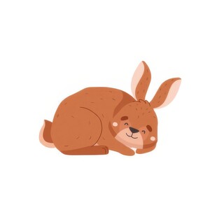 可爱小兔子插画扁平设计纯色背景