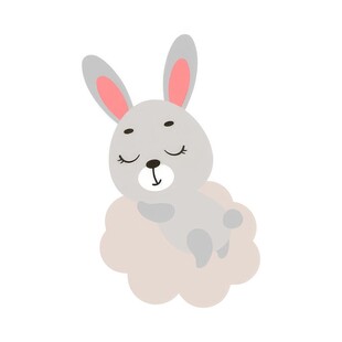 可爱小兔子插画扁平设计纯色背景