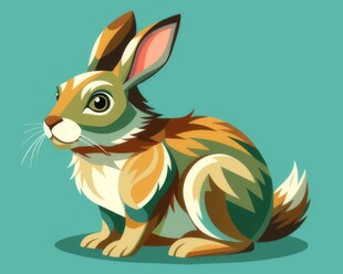 可爱小兔子插画扁平设计纯色背景