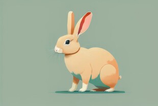 可爱小兔子插画扁平设计纯色背景