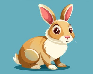 可爱小兔子插画扁平设计纯色背景
