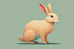 可爱小兔子插画扁平设计纯色背景