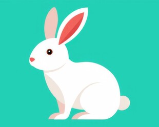 可爱小兔子插画扁平设计纯色背景