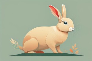 可爱小兔子插画扁平设计纯色背景