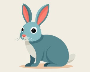 可爱小兔子插画扁平设计纯色背景
