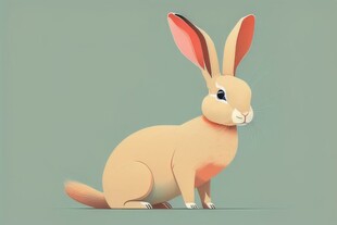可爱小兔子插画扁平设计纯色背景