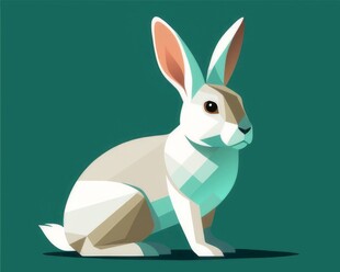 可爱小兔子插画扁平设计纯色背景