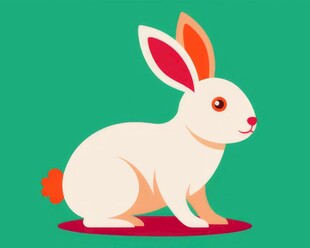 可爱小兔子插画扁平设计纯色背景