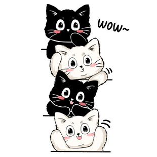 卡通叠叠小猫仔图案