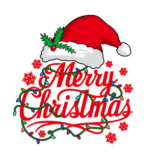 卡通英文圣诞帽图案