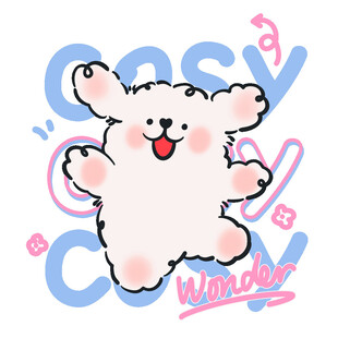 卡通英文小奶狗图案