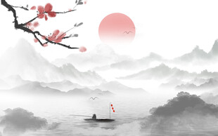 日出水墨画