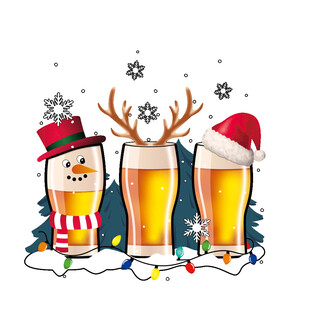 卡通圣诞啤酒印花图案
