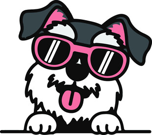 卡通眼镜狗印花图案