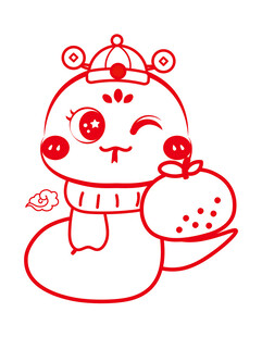 蛇年插画 简笔画线稿 新年图片