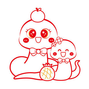 蛇年插画 简笔画线稿 新年图片